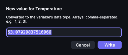 Write value dialog